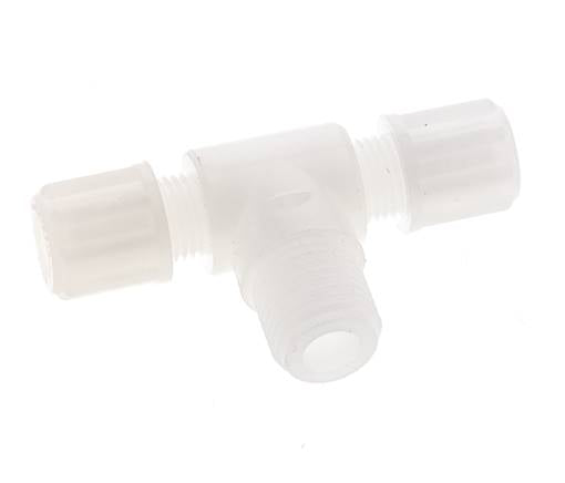 6x4mm & G1/4'' PVDF T-Shape T-Kompressionsfitting mit Außengewinde 10 bar