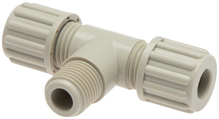 6x4mm & G1/4'' PVDF T-Shape T-Kompressionsfitting mit Außengewinde 10 bar