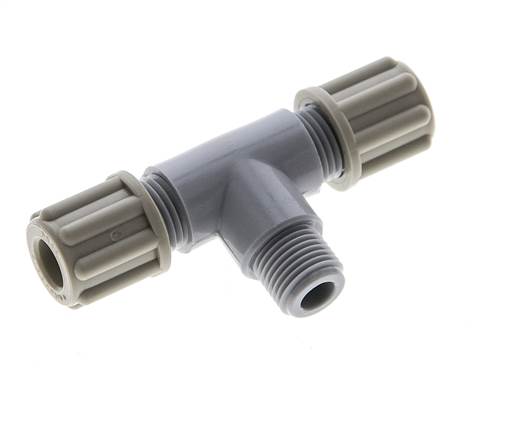 6x4mm & G1/8'' PA T-Shape T-Kompressionsfitting mit Außengewinde 10 bar [2 Stück]