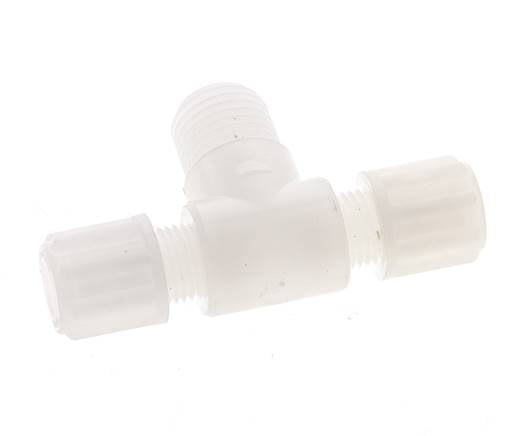 6x4mm & G1/4'' PVDF T-Shape T-Kompressionsfitting mit Außengewinde 10 bar