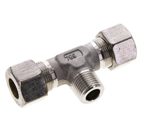 16S & R1/2'' Edelstahl T-Stück Kompressionsverschraubung mit Außengewinde 400 bar ISO 8434-1