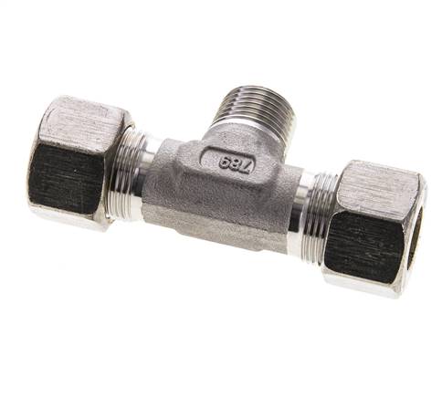 16S & R1/2'' Edelstahl T-Stück Kompressionsverschraubung mit Außengewinde 400 bar ISO 8434-1