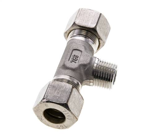 16S & R1/2'' Edelstahl T-Stück Kompressionsverschraubung mit Außengewinde 400 bar ISO 8434-1