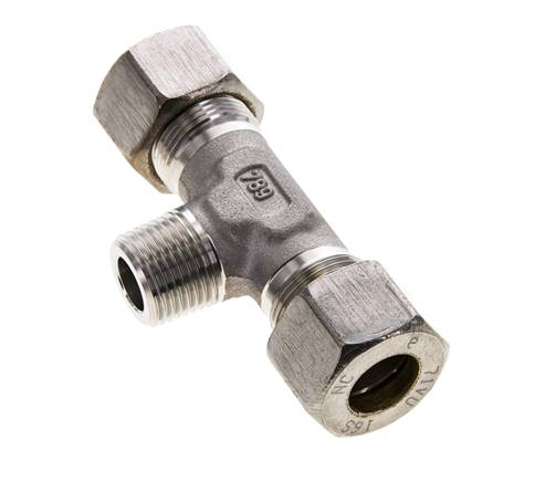 16S & R1/2'' Edelstahl T-Stück Kompressionsverschraubung mit Außengewinde 400 bar ISO 8434-1