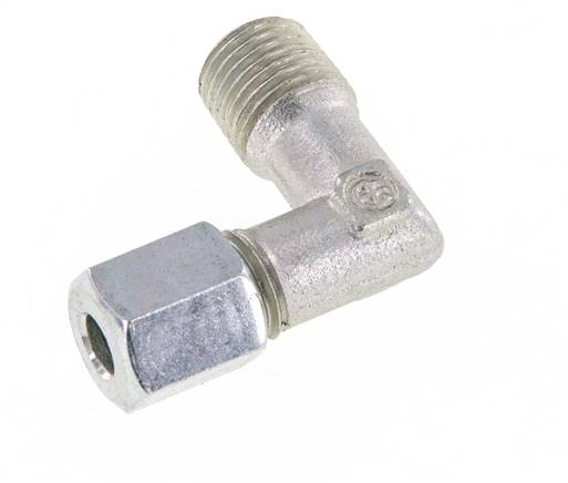 R 1/4'' Außengewinde x 6L Verzinkter Stahl 90 Grad Winkelverschraubung 315 Bar DIN 2353