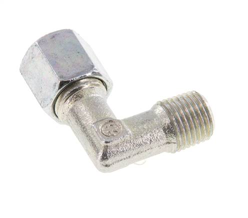 R 1/4'' Außengewinde x 6S Verzinkter Stahl 90 Grad Winkelverschraubung 630 Bar DIN 2353