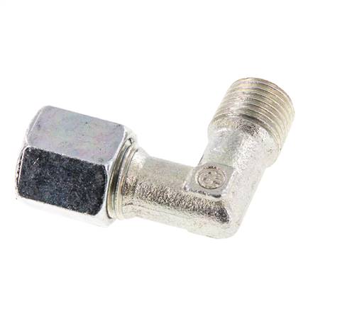 R 1/4'' Außengewinde x 6S Verzinkter Stahl 90 Grad Winkelverschraubung 630 Bar DIN 2353