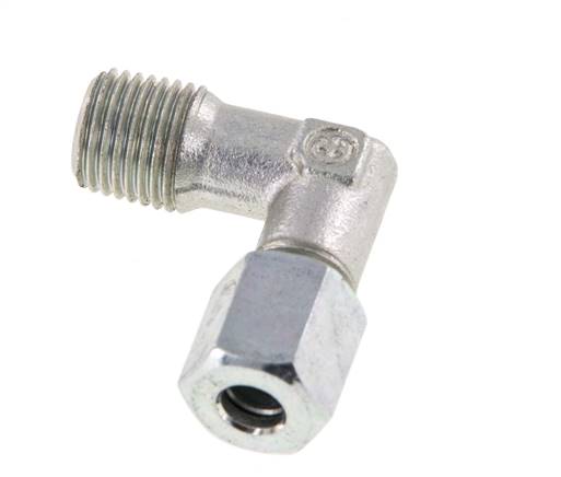 R 1/4'' Außengewinde x 6L Verzinkter Stahl 90 Grad Winkelverschraubung 315 Bar DIN 2353