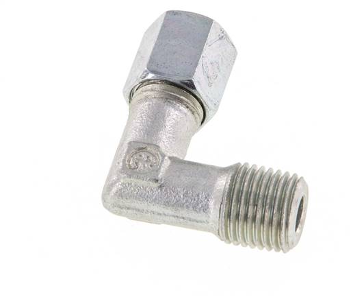 R 1/4'' Außengewinde x 6L Verzinkter Stahl 90 Grad Winkelverschraubung 315 Bar DIN 2353