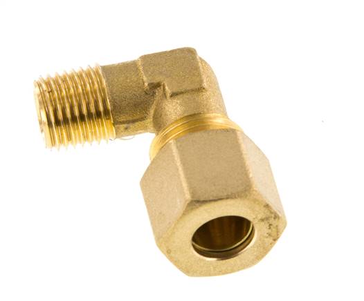 R 1/4'' Außengewinde x 10mm Messing 90 Grad Druckverschraubung 95 Bar DIN EN 1254-2