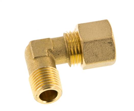 R 1/4'' Außengewinde x 10mm Messing 90 Grad Druckverschraubung 95 Bar DIN EN 1254-2