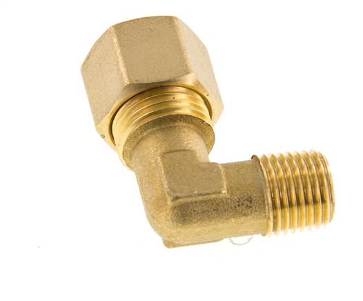 R 1/4'' Außengewinde x 10mm Messing 90 Grad Druckverschraubung 95 Bar DIN EN 1254-2