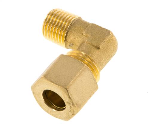 R 1/4'' Außengewinde x 10mm Messing 90 Grad Druckverschraubung 95 Bar DIN EN 1254-2