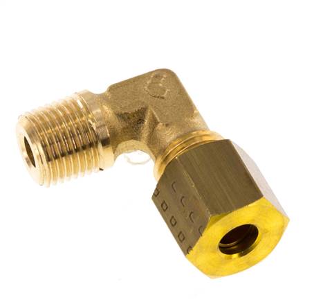 R 1/8'' Außengewinde x 5 mm Messing 90-Grad-Kompressionsverschraubung 150 bar DIN EN 1254-2