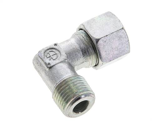 1/2'' NPT Außengewinde x 14S Verzinkter Stahl 90 Grad Winkel Schneidring 630 Bar DIN 2353