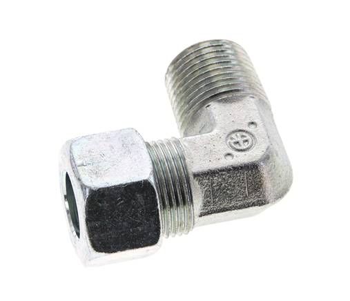 1/2'' NPT Außengewinde x 15L Verzinktes Stahl 90 Grad Winkelstück Schneidring 315 Bar DIN 2353