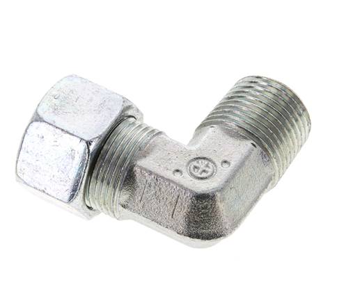 1/2'' NPT Außengewinde x 15L Verzinktes Stahl 90 Grad Winkelstück Schneidring 315 Bar DIN 2353