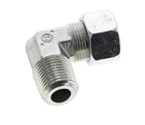 1/2'' NPT Außengewinde x 15L Verzinktes Stahl 90 Grad Winkelstück Schneidring 315 Bar DIN 2353