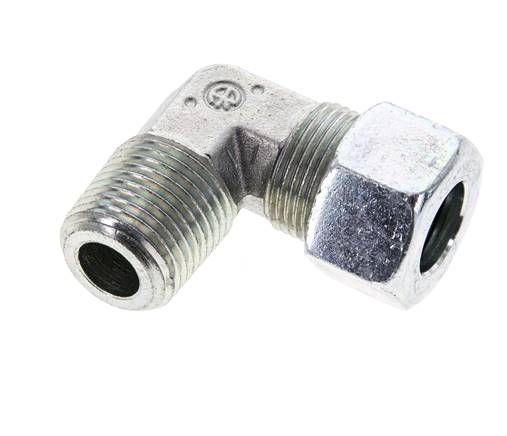 1/2'' NPT Außengewinde x 15L Verzinktes Stahl 90 Grad Winkelstück Schneidring 315 Bar DIN 2353