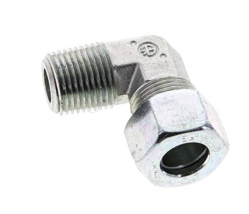 1/2'' NPT Außengewinde x 15L Verzinktes Stahl 90 Grad Winkelstück Schneidring 315 Bar DIN 2353