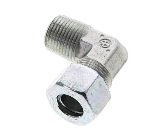 1/2'' NPT Außengewinde x 15L Verzinktes Stahl 90 Grad Winkelstück Schneidring 315 Bar DIN 2353