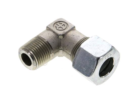 1/2'' NPT Außengewinde x 16S Verzinkter Stahl 90 Grad Winkel Schneidring 400 Bar DIN 2353