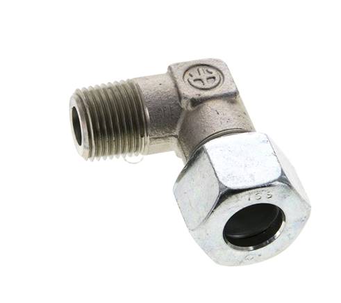 1/2'' NPT Außengewinde x 16S Verzinkter Stahl 90 Grad Winkel Schneidring 400 Bar DIN 2353