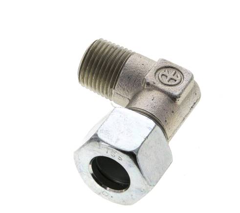 1/2'' NPT Außengewinde x 16S Verzinkter Stahl 90 Grad Winkel Schneidring 400 Bar DIN 2353