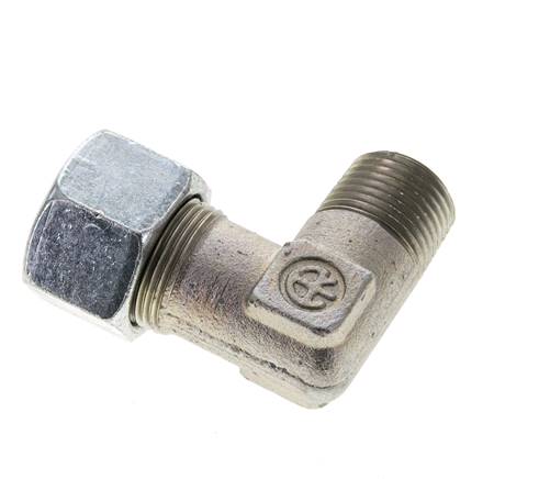 1/2'' NPT Außengewinde x 16S Verzinkter Stahl 90 Grad Winkel Schneidring 400 Bar DIN 2353