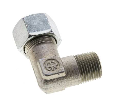 1/2'' NPT Außengewinde x 16S Verzinkter Stahl 90 Grad Winkel Schneidring 400 Bar DIN 2353