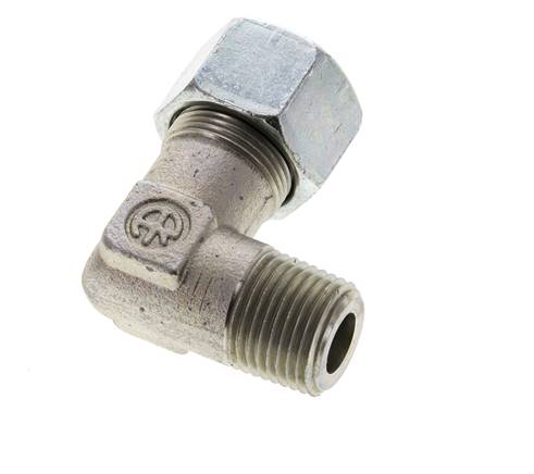 1/2'' NPT Außengewinde x 16S Verzinkter Stahl 90 Grad Winkel Schneidring 400 Bar DIN 2353