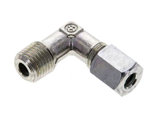 1/4'' NPT Außengewinde x 6L Verzinkter Stahl 90 Grad Winkel Schneidring 315 Bar DIN 2353