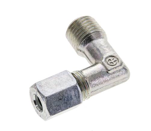 1/4'' NPT Außengewinde x 6L Verzinkter Stahl 90 Grad Winkel Schneidring 315 Bar DIN 2353