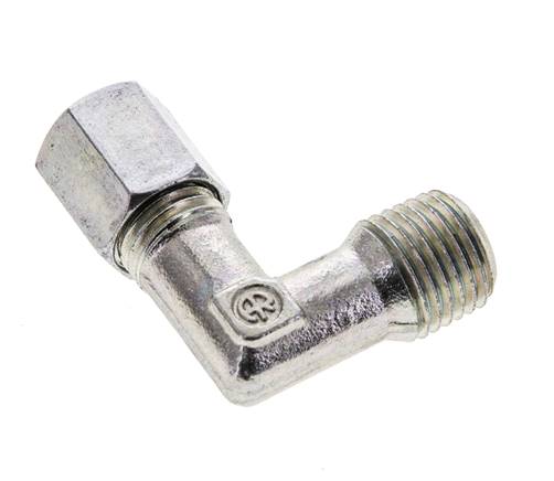 1/4'' NPT Außengewinde x 6L Verzinkter Stahl 90 Grad Winkel Schneidring 315 Bar DIN 2353