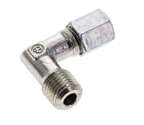 1/4'' NPT Außengewinde x 6L Verzinkter Stahl 90 Grad Winkel Schneidring 315 Bar DIN 2353