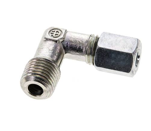 1/4'' NPT Außengewinde x 6L Verzinkter Stahl 90 Grad Winkel Schneidring 315 Bar DIN 2353