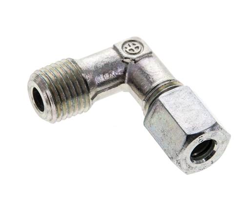 1/4'' NPT Außengewinde x 6L Verzinkter Stahl 90 Grad Winkel Schneidring 315 Bar DIN 2353