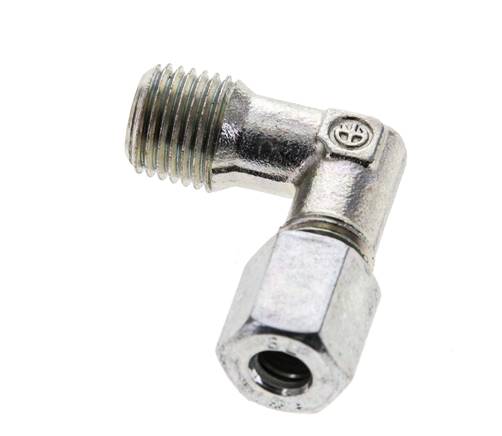 1/4'' NPT Außengewinde x 6L Verzinkter Stahl 90 Grad Winkel Schneidring 315 Bar DIN 2353
