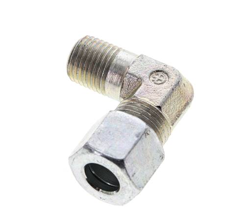 1/4'' NPT Außengewinde x 10L Verzinkter Stahl 90 Grad Winkel Schneidring 315 Bar DIN 2353