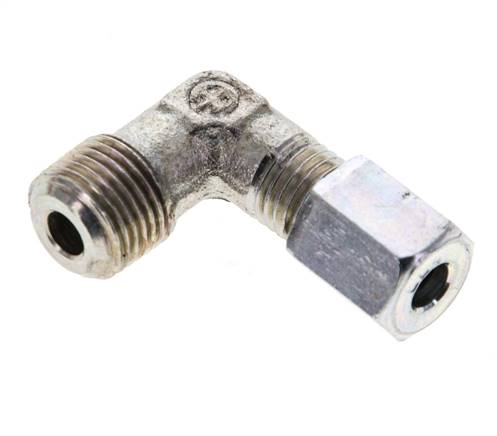 1/8'' NPT Außengewinde x 4LL Verzinkter Stahl 90 Grad Winkel Schneidring 100 Bar DIN 2353