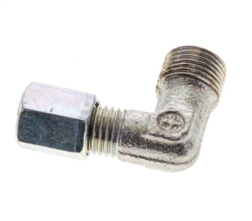 1/8'' NPT Außengewinde x 4LL Verzinkter Stahl 90 Grad Winkel Schneidring 100 Bar DIN 2353