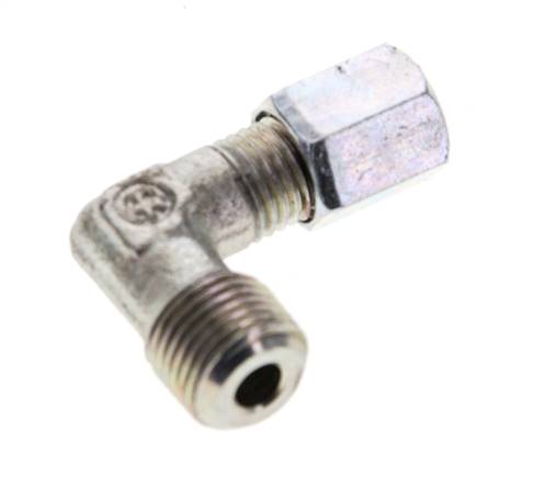 1/8'' NPT Außengewinde x 4LL Verzinkter Stahl 90 Grad Winkel Schneidring 100 Bar DIN 2353