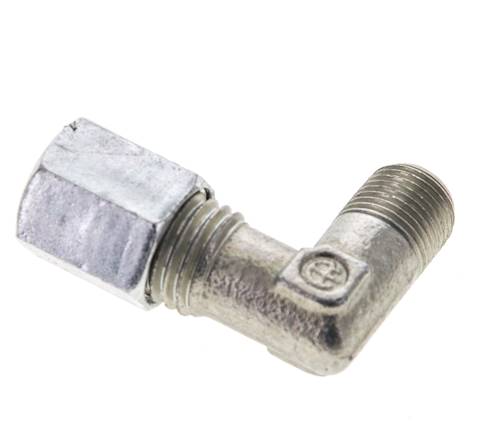 1/8'' NPT Außengewinde x 6L Verzinkter Stahl 90 Grad Winkel Schneidring 315 Bar DIN 2353