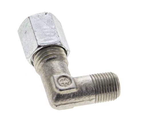 1/8'' NPT Außengewinde x 6L Verzinkter Stahl 90 Grad Winkel Schneidring 315 Bar DIN 2353