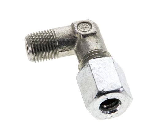 1/8'' NPT Außengewinde x 6L Verzinkter Stahl 90 Grad Winkel Schneidring 315 Bar DIN 2353