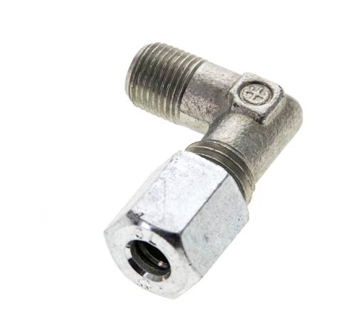 1/8'' NPT Außengewinde x 6L Verzinkter Stahl 90 Grad Winkel Schneidring 315 Bar DIN 2353