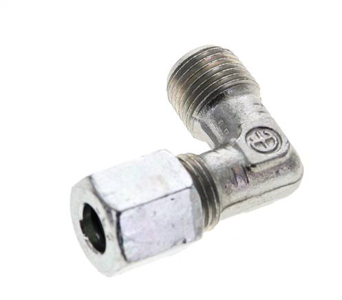 1/8'' NPT Außengewinde x 6LL Verzinkter Stahl 90 Grad Winkel Schneidring 100 Bar DIN 2353