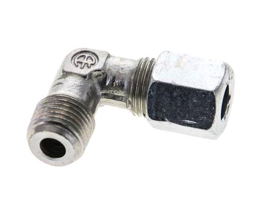 1/8'' NPT Außengewinde x 6LL Verzinkter Stahl 90 Grad Winkel Schneidring 100 Bar DIN 2353