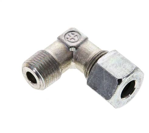 3/8'' NPT Außengewinde x 10S Verzinkter Stahl 90 Grad Winkel Schneidring 630 Bar DIN 2353