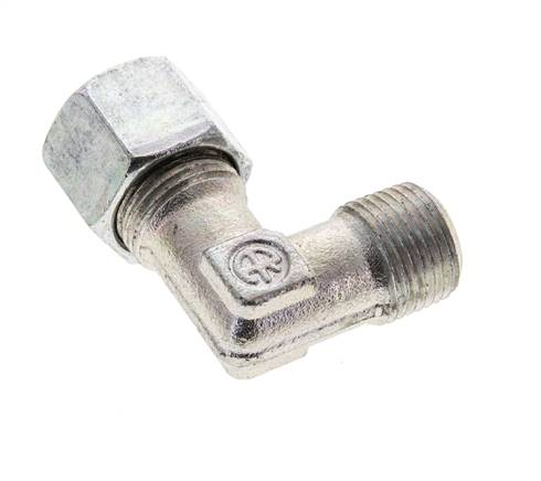 3/8'' NPT Außengewinde x 10S Verzinkter Stahl 90 Grad Winkel Schneidring 630 Bar DIN 2353